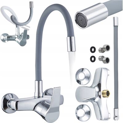 Hydrosan BATERIA KUCHENNA ŚCIENNA EBRO GIĘTKA SZARA WYLEWKA PODSTAWA CHROM Hydrosan BATERIA KUCHENNA ŚCIENNA EBRO GIĘTKA SZARA WYLEWKA PODSTAWA CHROM