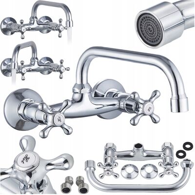 Hydrosan BATERIA KUCHENNA ŚCIENNA OBROTOWA DŁUGA WYLEWKA KRAN RETRO FLORA CHROM Hydrosan BATERIA KUCHENNA ŚCIENNA OBROTOWA DŁUGA WYLEWKA KRAN RETRO FLORA CHROM