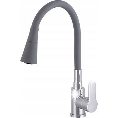 Gamma BATERIA ZLEWOZMYWAKOWA KUCHENNA SZARA ELASTYCZNA WYLEWKA 2-FUNKCYJNA CHROM Gamma BATERIA ZLEWOZMYWAKOWA KUCHENNA SZARA ELASTYCZNA WYLEWKA 2-FUNKCYJNA CHROM