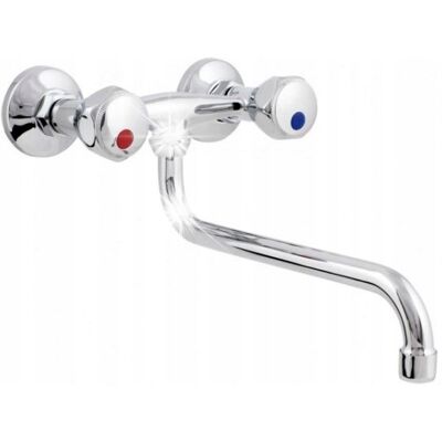 Bateria Zlewozmywakowa Ścienna Standard Chrom Z Obrotową Wylewką Hydroland Bateria Zlewozmywakowa Ścienna Standard Chrom Z Obrotową Wylewką Hydroland