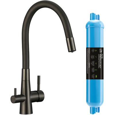 KUCHINOX Bateria Zlewozmywakowa Z Elastyczną Wylewką + Filtr Mineralizujący Riveco Laveo KUCHINOX Bateria Zlewozmywakowa Z Elastyczną Wylewką + Filtr Mineralizujący Riveco Laveo