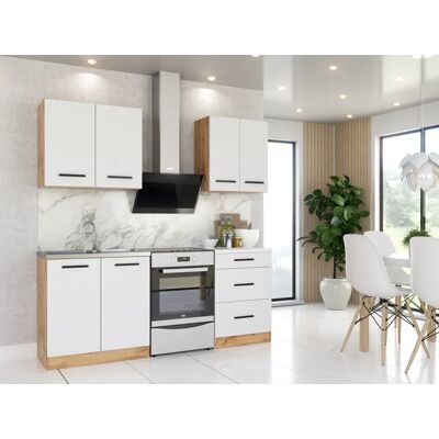 Blanco ® Zestaw Mebli Kuchennych Meble Kuchenne Kuchnia Mini 2,0m Dąb Wotan/biały Aneks Regał Szafka Blanco ® Zestaw Mebli Kuchennych Meble Kuchenne Kuchnia Mini 2,0m Dąb Wotan/biały Aneks Regał Szafka