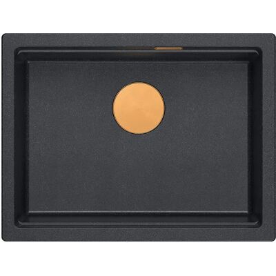 Unique Logan 100 Graniteq Zlewozmywak Black Diamond 59,5x45,1x21,5 Cm 1-Komorowy Podwieszany Z Syfonem Manualnym Miedziany Unique Logan 100 Graniteq Zlewozmywak Black Diamond 59,5x45,1x21,5 Cm 1-Komorowy Podwieszany Z Syfonem Manualnym Miedziany