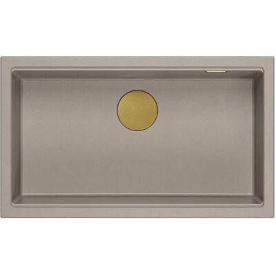 Unique Logan 110 Graniteq Zlewozmywak Soft Taupe 76x44x23,5 Cm 1-Komorowy Podwieszany Z Syfonem Manualnym Złoty Unique Logan 110 Graniteq Zlewozmywak Soft Taupe 76x44x23,5 Cm 1-Komorowy Podwieszany Z Syfonem Manualnym Złoty