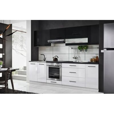Concordia Meble Kuchenne Kuchnia Biały Połysk Czarny Połysk Z Blatem 260cm Marco Concordia Meble Kuchenne Kuchnia Biały Połysk Czarny Połysk Z Blatem 260cm Marco