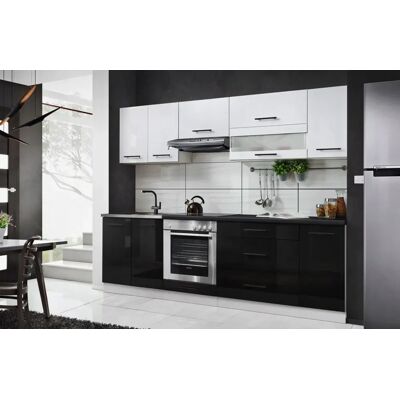 Concordia Meble Kuchenne Kuchnia Czarny Połysk Biały Połysk Z Blatem 260cm Marco Concordia Meble Kuchenne Kuchnia Czarny Połysk Biały Połysk Z Blatem 260cm Marco