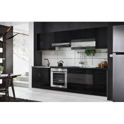 Concordia Meble Kuchenne Kuchnia Czarny Połysk Z Blatem Zestaw 260cm Marco Concordia Meble Kuchenne Kuchnia Czarny Połysk Z Blatem Zestaw 260cm Marco