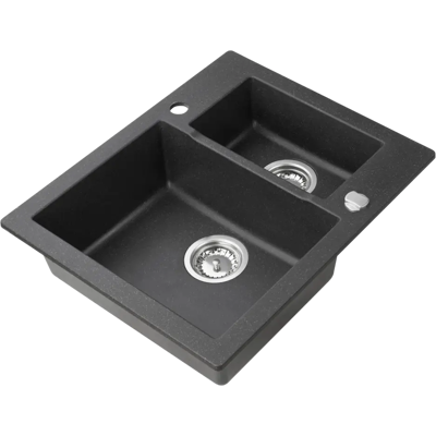 Axis Moderno Zlewozmywak Granitowy Dwukomorowy Czarny Annie 80 W Zestawie Z Syfonem Automatycznym Pop-Up Axis Moderno Zlewozmywak Granitowy Dwukomorowy Czarny Annie 80 W Zestawie Z Syfonem Automatycznym Pop-Up