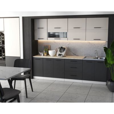 Concordia Zestaw Mebli Kuchennych Kuchnia Matowa Grafit Mat Kaszmir Mat 2,6m Rico Concordia Zestaw Mebli Kuchennych Kuchnia Matowa Grafit Mat Kaszmir Mat 2,6m Rico