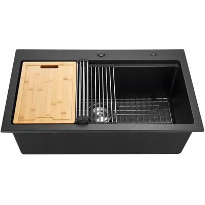Zlew Kuchenny Granitowy Vevor 84x56x25 Cm Nablatowy Czarny Premium Zlew Kuchenny Granitowy Vevor 84x56x25 Cm Nablatowy Czarny Premium