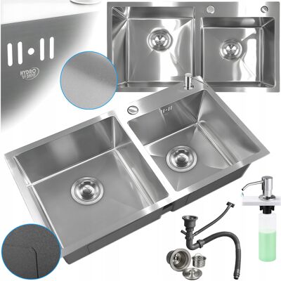 Hydrosan ZLEW KUCHENNY ZLEWOZMYWAK DWUKOMOROWY STALOWY INOX VISTA-CH-78X43 DOZOWNIK Hydrosan ZLEW KUCHENNY ZLEWOZMYWAK DWUKOMOROWY STALOWY INOX VISTA-CH-78X43 DOZOWNIK