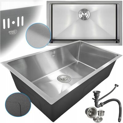 Hydrosan ZLEW KUCHENNY ZLEWOZMYWAK JEDNOKOMOROWY DUŻY STALOWY SREBRNY DOZOWNIK SYFON Hydrosan ZLEW KUCHENNY ZLEWOZMYWAK JEDNOKOMOROWY DUŻY STALOWY SREBRNY DOZOWNIK SYFON