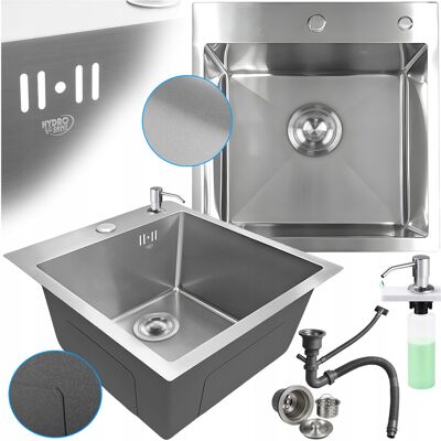 Hydrosan ZLEW KUCHENNY ZLEWOZMYWAK JEDNOKOMOROWY STALOWY INOX ALOR-CH-50X50 DOZOWNIK Hydrosan ZLEW KUCHENNY ZLEWOZMYWAK JEDNOKOMOROWY STALOWY INOX ALOR-CH-50X50 DOZOWNIK