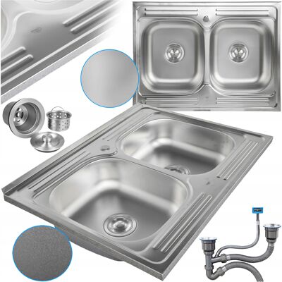 Hydrosan ZLEWOZMYWAK DWUKOMOROWY STALOWY 80X60 CM INOX ZLEW KUCHENNY EGON 2 GATUNEK Hydrosan ZLEWOZMYWAK DWUKOMOROWY STALOWY 80X60 CM INOX ZLEW KUCHENNY EGON 2 GATUNEK
