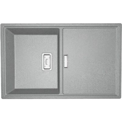 KUCHINOX Zlewozmywak Granitowy 1 Komorowy Z Ociekaczem 50x80cm Z Syfonem Szary Tonga Laveo KUCHINOX Zlewozmywak Granitowy 1 Komorowy Z Ociekaczem 50x80cm Z Syfonem Szary Tonga Laveo