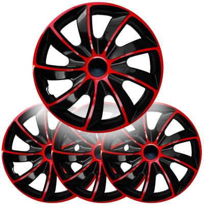 Kołpaki Quad Bicolor 16' Czerwono Czarne NRM Komplet 4 sztuki Kołpaki Quad Bicolor 16' Czerwono Czarne NRM Komplet 4 sztuki