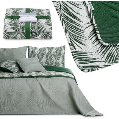 FLHF Narzuta dwustronna Restilo, TROPICALBONAIRE, biały- butelkowa zieleń, 170x210 cm FLHF Narzuta dwustronna Restilo, TROPICALBONAIRE, biały- butelkowa zieleń, 170x210 cm
