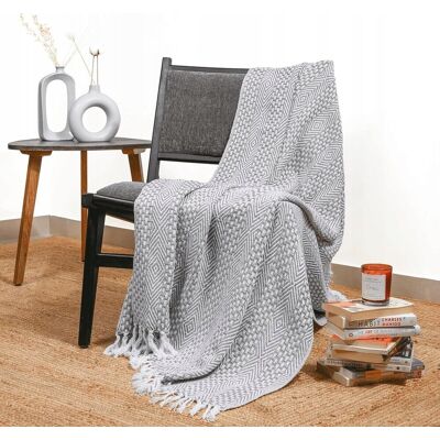 Inny producent Bawełniany koc, do wystroju salonu, 127 cm x 152,4 cm, jasnoszary Inny producent Bawełniany koc, do wystroju salonu, 127 cm x 152,4 cm, jasnoszary