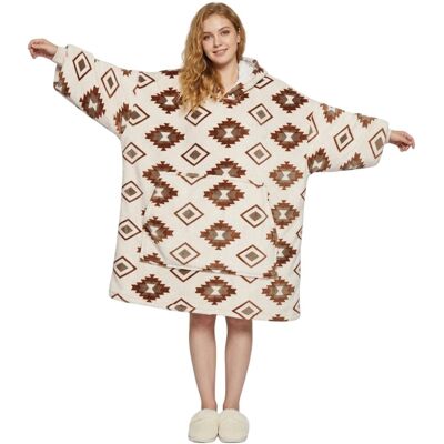 nieznany producent Bluza Koc Kocobluza 2w1 Oversize Gruba Sherpa Beżowa Abstrakcyjny Wzór nieznany producent Bluza Koc Kocobluza 2w1 Oversize Gruba Sherpa Beżowa Abstrakcyjny Wzór