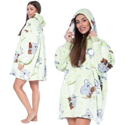NIKCORP Bluza Koc Kocobluza 2w1 Oversize Kaptur Gruba Sherpa Zielona w Koale NIKCORP Bluza Koc Kocobluza 2w1 Oversize Kaptur Gruba Sherpa Zielona w Koale