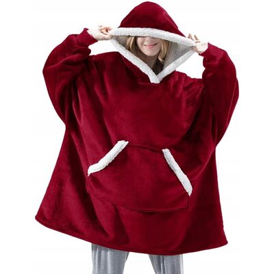 inna (Inny) BLUZA KOC KOCOBLUZA CIEPŁA DLA DOROSŁYCH SHERPA OVERSIZE CZERWONA KIESZENIE inna (Inny) BLUZA KOC KOCOBLUZA CIEPŁA DLA DOROSŁYCH SHERPA OVERSIZE CZERWONA KIESZENIE