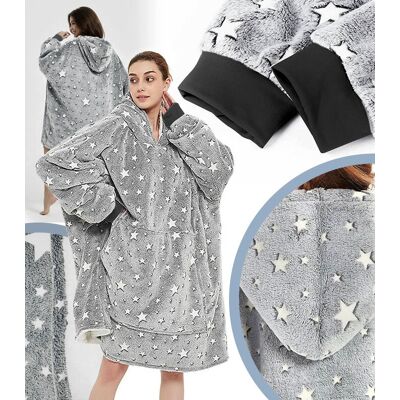 PEK-LINE Bluzokoc Koc Kocyk Ponczo Bluza Ciepła Miła W Dotyku Z Kapturem Szary Xxl PEK-LINE Bluzokoc Koc Kocyk Ponczo Bluza Ciepła Miła W Dotyku Z Kapturem Szary Xxl