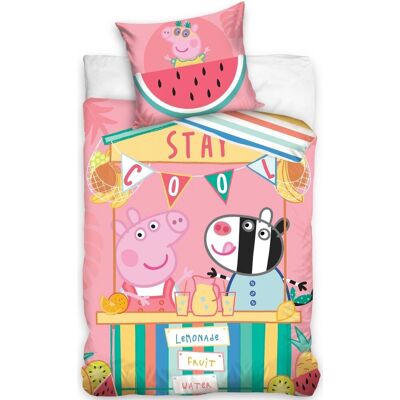Zestaw Pościeli Peppa Pig Limonade - 140x200 cm - Różowy i Szary Zestaw Pościeli Peppa Pig Limonade - 140x200 cm - Różowy i Szary