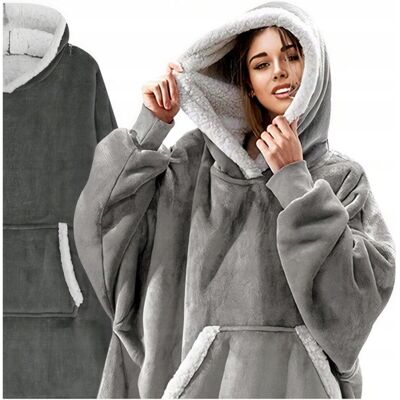Memflow Ciepła Bluza Koc Oversize Kocbluza 2W1 Gruba Xxl Szara Futrzak Kocobluza Memflow Ciepła Bluza Koc Oversize Kocbluza 2W1 Gruba Xxl Szara Futrzak Kocobluza