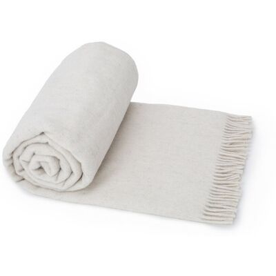 Indygo CIEPŁY KOC WEŁNIANY 155x200 KOLOR ECRU / NARZUTA / PLED Indygo CIEPŁY KOC WEŁNIANY 155x200 KOLOR ECRU / NARZUTA / PLED