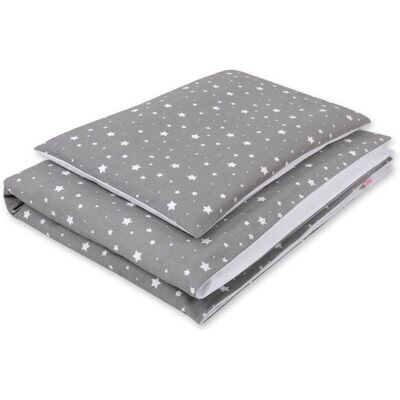 Bobono Dwustronna pościel dla dzieci 2-częściowa bawełniana - mini gwiazdki białe na szarym/biały Bobono Dwustronna pościel dla dzieci 2-częściowa bawełniana - mini gwiazdki białe na szarym/biały
