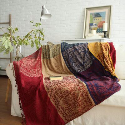 Inny producent Ele ELEOPTION Koc Szenilowy Żakardowy z Frędzlami Kolorowy 250x220 cm Inny producent Ele ELEOPTION Koc Szenilowy Żakardowy z Frędzlami Kolorowy 250x220 cm