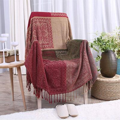 Inny producent Ele ELEOPTION Koc Szenilowy Żakardowy z Frędzlami Winno Czerwony 250x220 cm Inny producent Ele ELEOPTION Koc Szenilowy Żakardowy z Frędzlami Winno Czerwony 250x220 cm