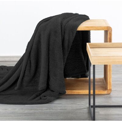 Eurofirany, Koc z miękkie i puszystej tkaniny Lori 200x220 czarny Eurofirany, Koc z miękkie i puszystej tkaniny Lori 200x220 czarny