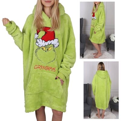 sarcia.eu Grinch Zielona, unisex bluza/szlafrok/koc z kapturem, snuddie sarcia.eu Grinch Zielona, unisex bluza/szlafrok/koc z kapturem, snuddie