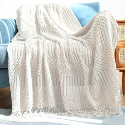 Inny producent HAYISUGAL Koc Boho Miękki Dwustronny Na Kanapę Beżowy 130x200cm Inny producent HAYISUGAL Koc Boho Miękki Dwustronny Na Kanapę Beżowy 130x200cm