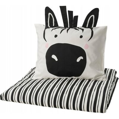 Ikea Natthager Komplet Pościeli, Czarny Biały/zebra, 150x200/50x60 Cm Ikea Natthager Komplet Pościeli, Czarny Biały/zebra, 150x200/50x60 Cm