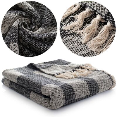 Jedeka Koc 150x200 Bawełniany Boho z Frędzlami Aredo 11 Czarny Jedeka Koc 150x200 Bawełniany Boho z Frędzlami Aredo 11 Czarny