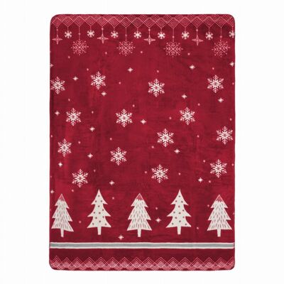 Koc 150x200 cm Tree Christmas czerwony choinki świateczny Spod Igły i Nitki Koc 150x200 cm Tree Christmas czerwony choinki świateczny Spod Igły i Nitki