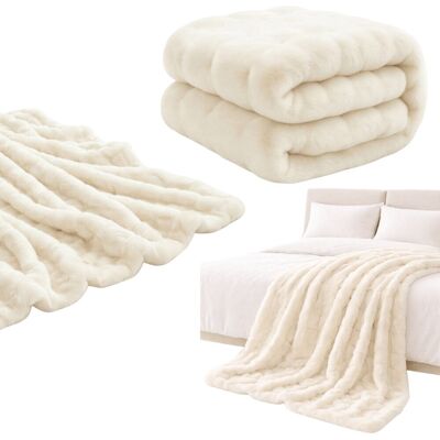 Inny producent Koc 160x100 cm biały miękki ciepły lekki dwustronny pluszowy futerkowy pled dekoracyjny narzuta na kanapę łóżko Inny producent Koc 160x100 cm biały miękki ciepły lekki dwustronny pluszowy futerkowy pled dekoracyjny narzuta na kanapę łóżko