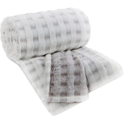 DESIGN 91 Koc 200x220 Kostka jasny piaskowo-szary – duży, ciepły koc flano w odcieniu greige na łóżko DESIGN 91 Koc 200x220 Kostka jasny piaskowo-szary – duży, ciepły koc flano w odcieniu greige na łóżko