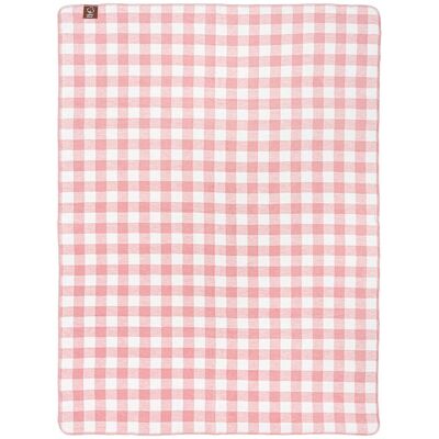 Unia Koc bawełniano-akrylowy 150x200 biały różowy w piknikową kratkę Unia Koc bawełniano-akrylowy 150x200 biały różowy w piknikową kratkę