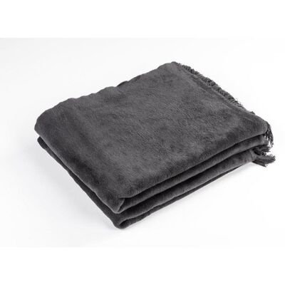Unia Koc bawełniany akrylowy 150x200 0293/31 antracytowy narzuta pled wykończony frędzlami Unia Koc bawełniany akrylowy 150x200 0293/31 antracytowy narzuta pled wykończony frędzlami
