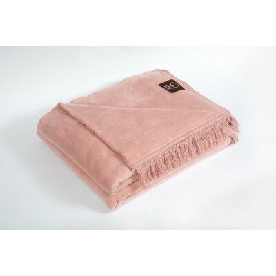 KOC BAWEŁNIANY COTTON CLOUD 150X200 JEDNOBARWNY Z FRĘDZLAMI KOLOR RÓŻOWY KOC BAWEŁNIANY COTTON CLOUD 150X200 JEDNOBARWNY Z FRĘDZLAMI KOLOR RÓŻOWY