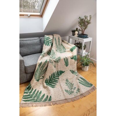 Unia Koc Bawełniany Akrylowy 150X200 1393/2 Beżowy Zielony Liście Palmy Kwiatki Narzuta Pled Unia Koc Bawełniany Akrylowy 150X200 1393/2 Beżowy Zielony Liście Palmy Kwiatki Narzuta Pled