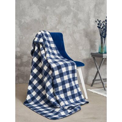 Cotton Cloud Koc bawełniany akrylowy 150x200 2146/1 Piknikowy klasyk granatowy narzuta pled wykończony szydełkiem SG Cotton Cloud Koc bawełniany akrylowy 150x200 2146/1 Piknikowy klasyk granatowy narzuta pled wykończony szydełkiem SG