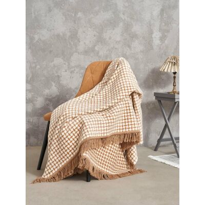 Inny producent Koc bawełniany akrylowy 150x200 2148/2 Romby beżwoy narzuta pled wykończony frędzlami SG Inny producent Koc bawełniany akrylowy 150x200 2148/2 Romby beżwoy narzuta pled wykończony frędzlami SG