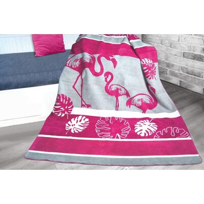 Koc Bawełniany Akrylowy 150X200 Flamingi Flamingo Monstery Liście Różowy Szary Glamour Greno Koc Bawełniany Akrylowy 150X200 Flamingi Flamingo Monstery Liście Różowy Szary Glamour Greno