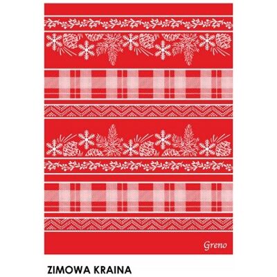Koc bawełniany akrylowy 150x200 świąteczny Zimowa Kraina czerwony Glamour Greno Koc bawełniany akrylowy 150x200 świąteczny Zimowa Kraina czerwony Glamour Greno