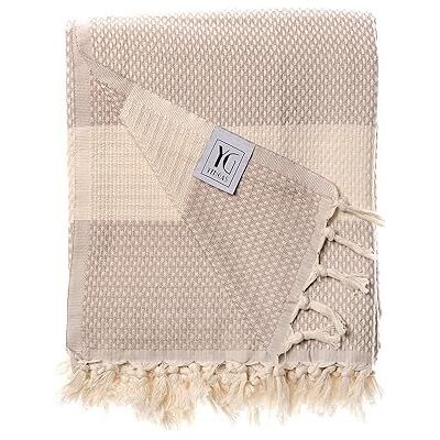 Inny producent Koc bawełniany boho beżowy 200x240 cm Inny producent Koc bawełniany boho beżowy 200x240 cm