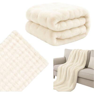 Inny producent Koc biały 160x100 cm miękki ciepły lekki pled na kanapę i łóżko PREZENT Inny producent Koc biały 160x100 cm miękki ciepły lekki pled na kanapę i łóżko PREZENT
